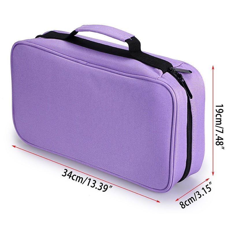 BTSKY Art Marker Carrying Case Lipstick Organizer-60 Slots Canvas Zippered Storage for Touch Spectrum Noir Paint Sharpie Markers, Empty Wallet Only (Purple) - Image 2